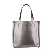 Elegantná sivá metalická shopper kabelka A4 Wojewodzic 31731 z pravej talianskej kože
