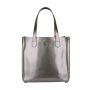 Elegantná sivá metalická shopper kabelka A4 Wojewodzic 31731 z pravej talianskej kože
