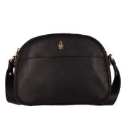 Čierna kožená crossbody kabelka Wojewodzic 31960 z pravej talianskej kože s praktickým predným vreck