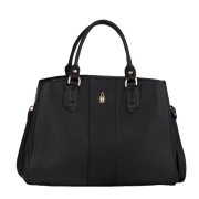 Čierna kožená kabelka A4 Wojewodzic 31941 z pravej talianskej kože na rameno, crossbody v práci