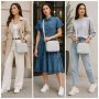 Tri outfity so svetlosivou koženou crossbody kabelkou Wojewodzic 31952