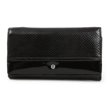 Dámska kožená značková peňaženka lakovaná Wojewodzic čierna 3PD58/PC01/PL01cf