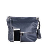 Talianska kožená kabelka crossbody tmavomodrá vera pelle elegantná kabelka Frame