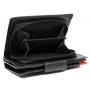 Veľké kožené peňaženky čierne s červenou Cavaldi RD-04 blackc
